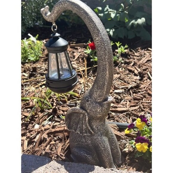 15" Outdoor Sculpture Figurine Statue Elephant Mother's Day Decorations Solar - Picture 1 of 1
